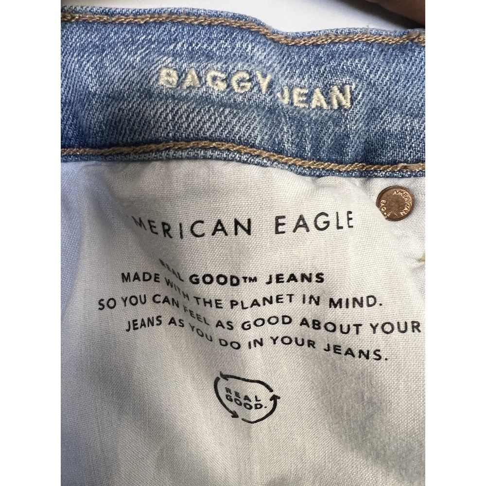 American Eagle Baggy Jeans 33x30 Women 14 Light Wash Cotton - Picture 5 of 8